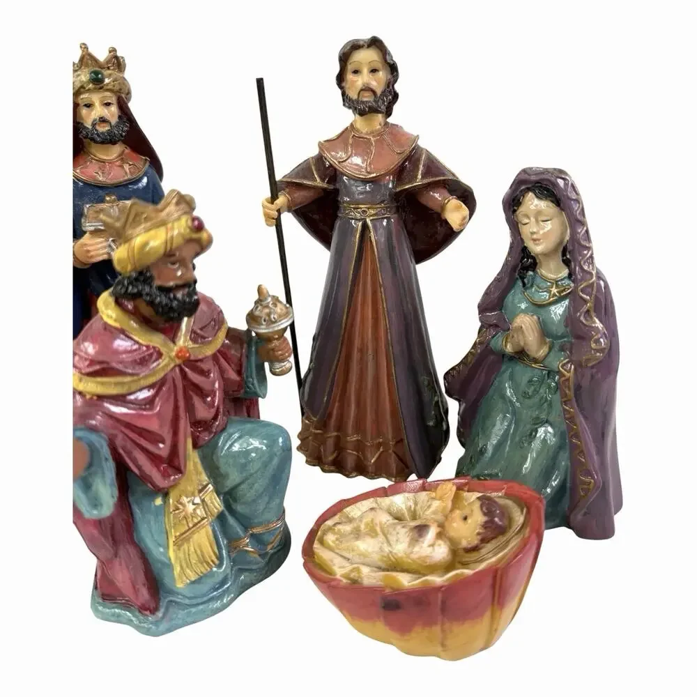 Vintage Greenbrier Int Nativity Set Of 6 Hand Painted Figurines